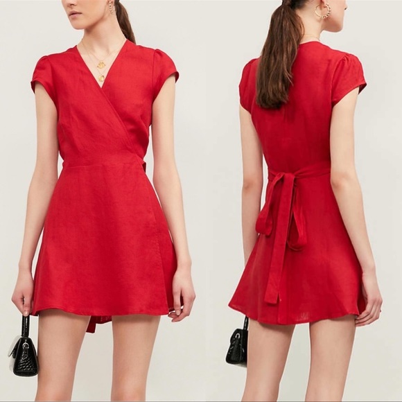Reformation Dresses & Skirts - Reformation Rodin Wrap Mini Red Dress